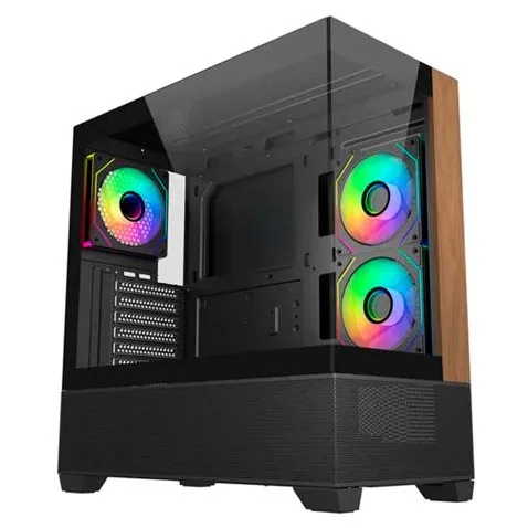 Gabinete Cooler Master Elite 690 Wood, variante Preto, vista principal
