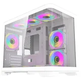 Gabinete Aigo Darkflash Arc1 na cor branco, vista frontal e lateral