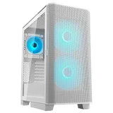 Gabinete Cougar Airface Flo, branco, vista frontal e lateral