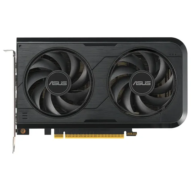 ASUS Dual GeForce RTX 5050 8GB GDDR6 OC Edition, vista frontal das ventoinhas.