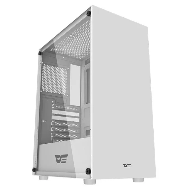 Gabinete Aigo DarkFlash DK100 branco, vista frontal e lateral
