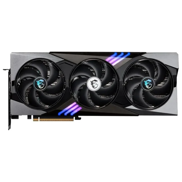 MSI GeForce RTX 5080 16G GAMING TRIO OC, vista frontal das ventoinhas.