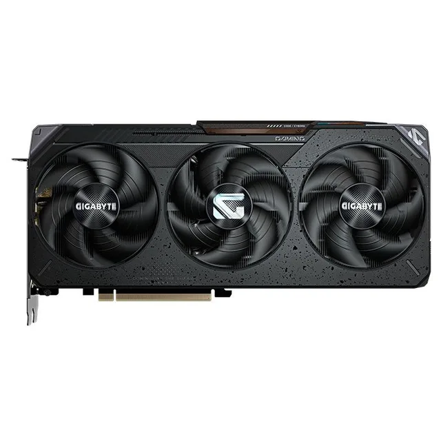 Placa de vídeo Gigabyte Radeon RX 9070 XT GAMING 16G, 16 GB, vista frontal das ventoinhas