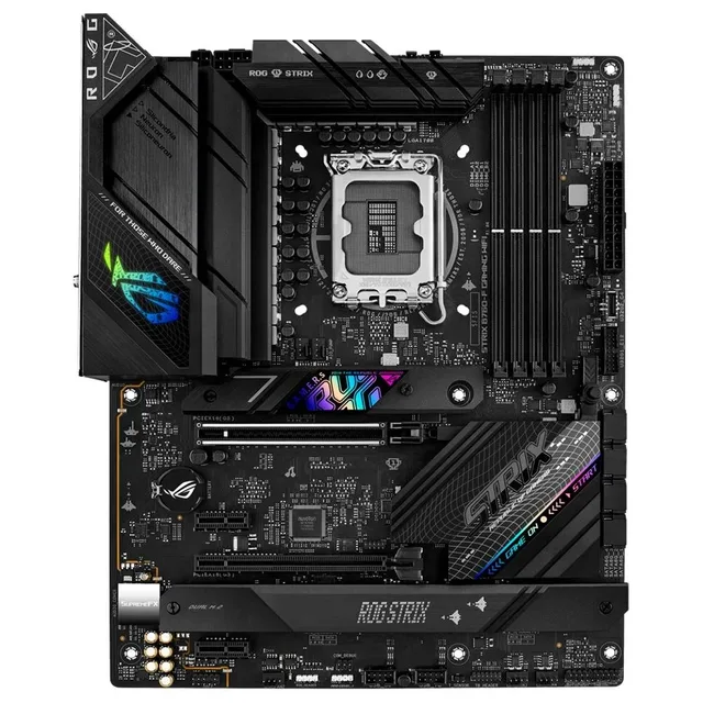 Placa-mãe ASUS ROG STRIX B760-F GAMING WIFI, vista frontal, sem perspectiva