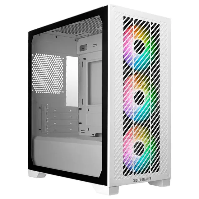 Gabinete Cooler Master Elite 301 White branco, vista frontal e lateral
