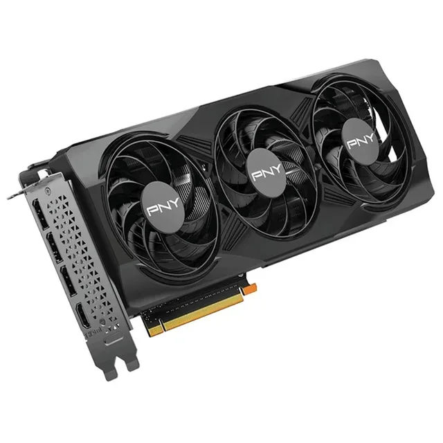 PNY GeForce RTX 5070 OC Triple Fan, placa sem embalagem com o lado das ventoinhas visível