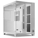 Gabinete Mancer CV550 branco, vista frontal e lateral