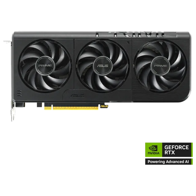 ASUS Prime GeForce RTX 5060 OC Edition 8GB GDDR7, vista frontal das ventoinhas