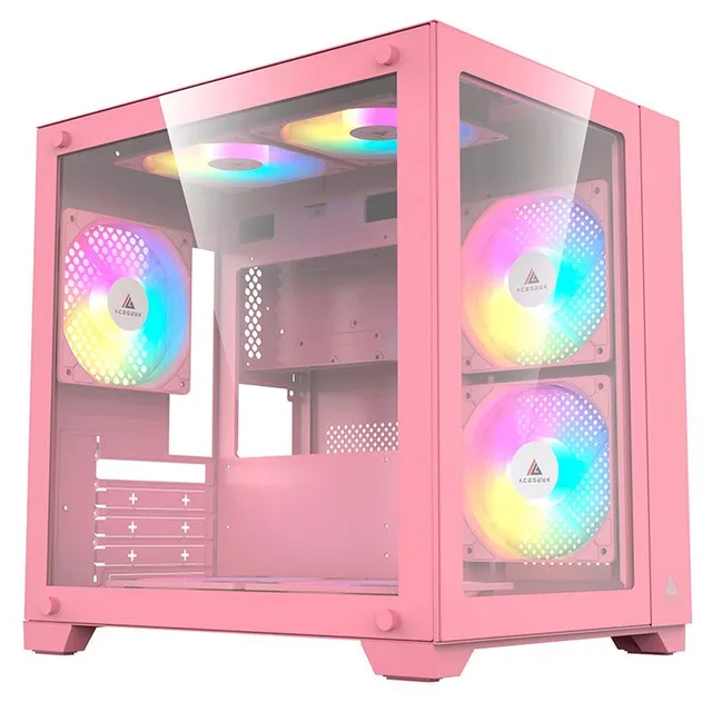 Gabinete Acegeek Aquarium M345, rosa, vista frontal e lateral