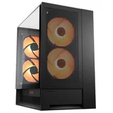 Gabinete Cougar OmnyX na cor preto, vista frontal e lateral