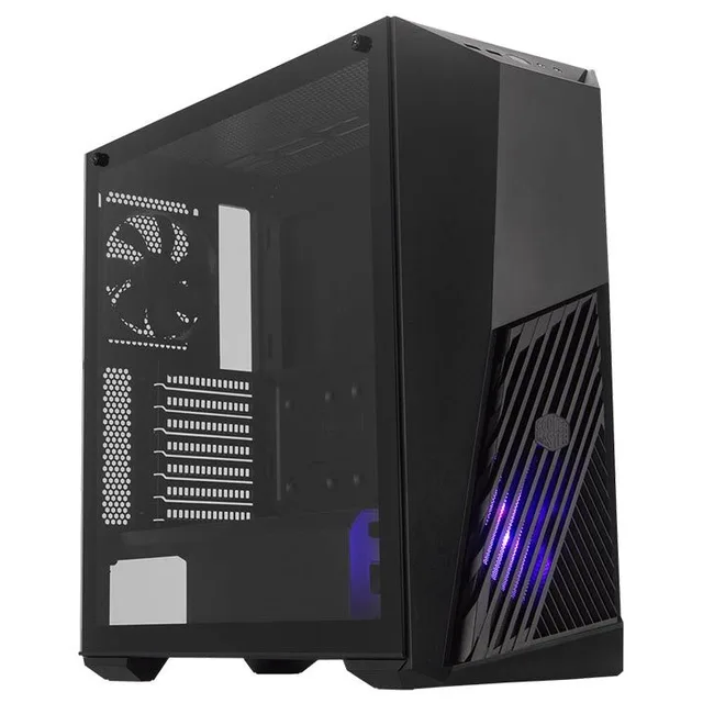 Gabinete Cooler Master Masterbox K501L Preto na cor preto, vista frontal e lateral
