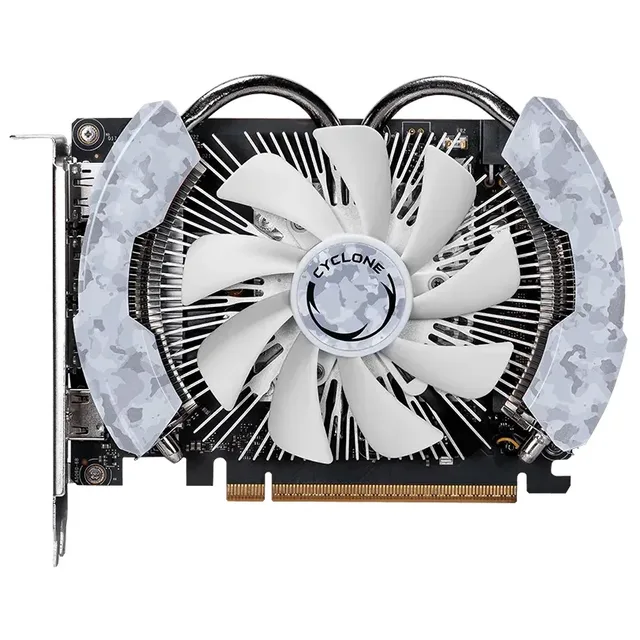 MSI GeForce RTX 5060 8G CYCLONE OC, vista frontal das ventoinhas.