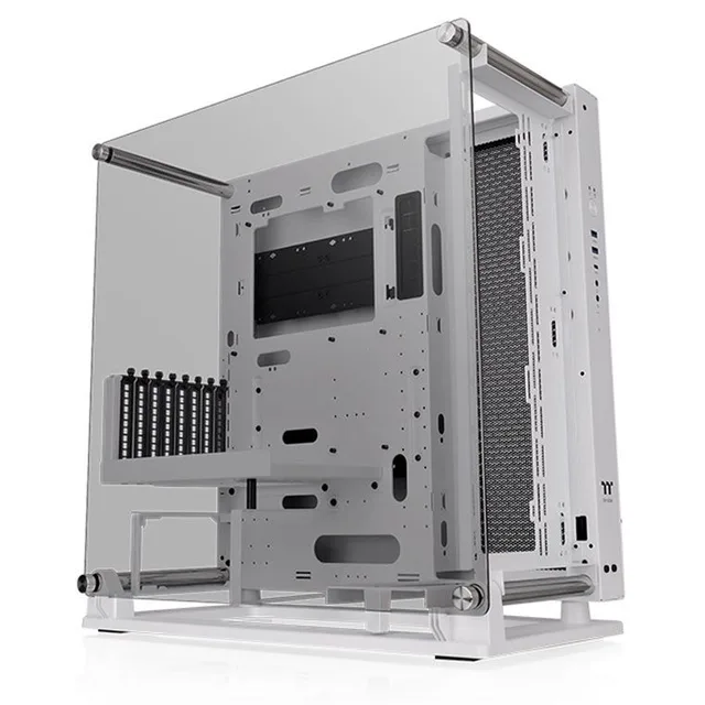 Gabinete Thermaltake Core P3 TG Pro Snow Edition, branco, vista frontal e lateral