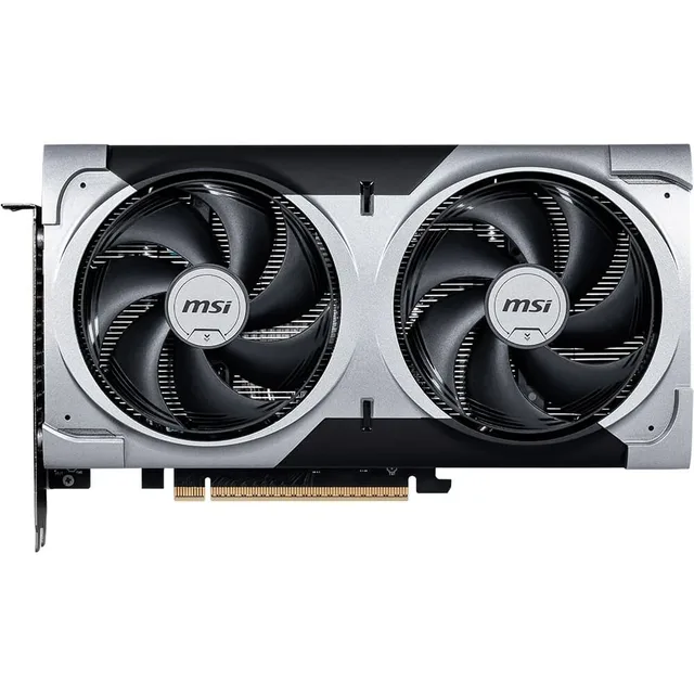 MSI GeForce RTX 5060 Ti 16G VENTUS 2X OC PLUS, placa sem embalagem com o lado das ventoinhas visível