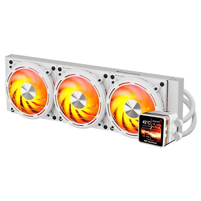 Cooler Aigo Darkflash DE360, branco, vista em perspectiva.