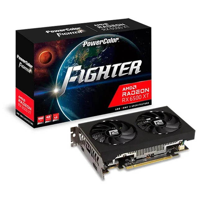 Placa de vídeo PowerColor Fighter Radeon RX 6500 XT 4 GB, vista principal