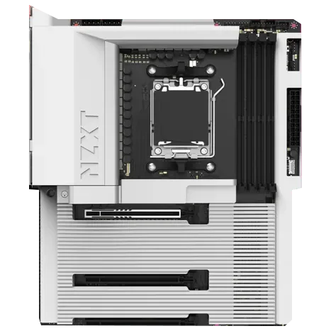 Placa-mãe NZXT N7 B850 branca, vista frontal