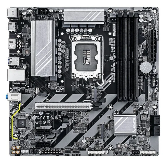 Placa-mãe Gigabyte B860M D3HP, vista frontal