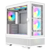 Gabinete Acegeek Redemption F491 Glass, branco, vista frontal e lateral