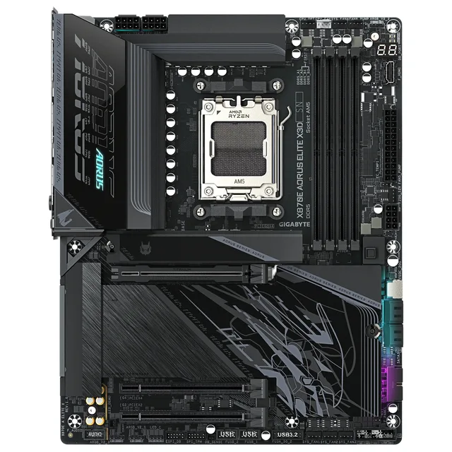 Placa-mãe Gigabyte X870E Aorus Elite X3D, vista principal