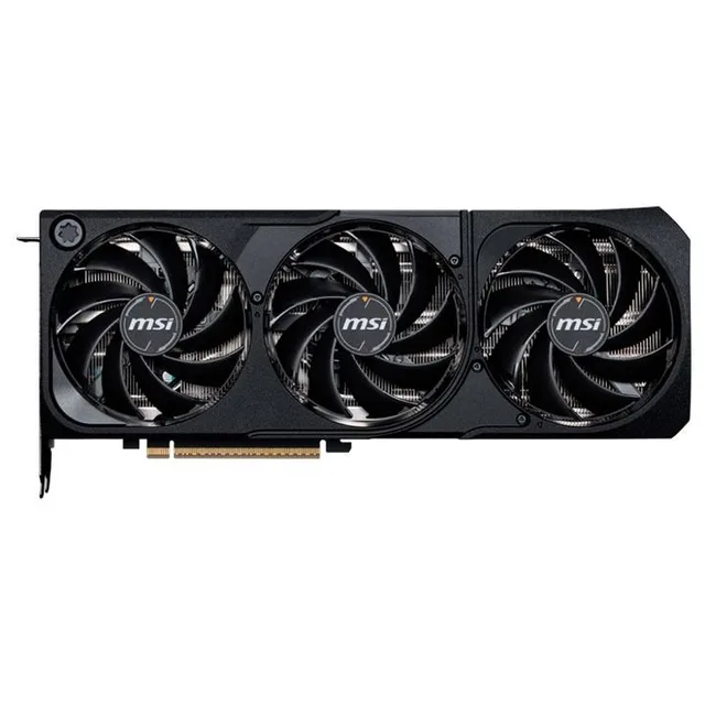 Placa de vídeo MSI GeForce RTX 5080 16G SHADOW 3X OC, 16 GB, vista frontal das ventoinhas