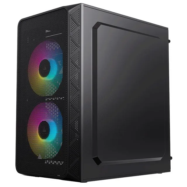 Gabinete Acegeek Aviator, preto, vista frontal e lateral