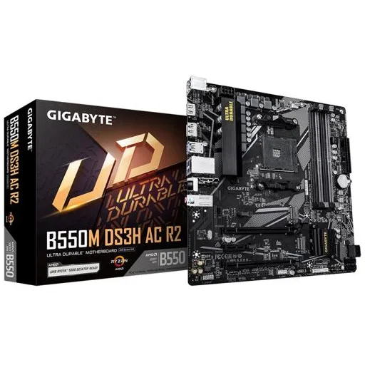 Placa-mãe Gigabyte B550M DS3H AC R2, vista principal