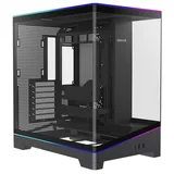 Gabinete Redragon View, preto, vista frontal e lateral