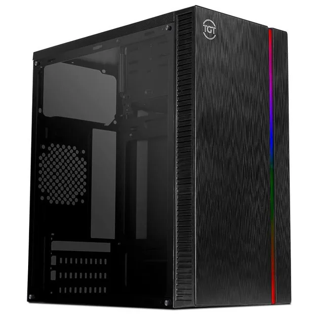 Gabinete TGT G250 preto, vista frontal e lateral