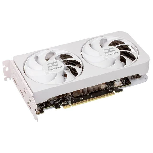 Placa de vídeo PowerColor Reaper White Radeon RX 9060 XT 16 GB, 16 GB, vista frontal das ventoinhas