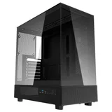 Gabinete Aigo Darkflash DPX90 na cor preto, vista frontal e lateral