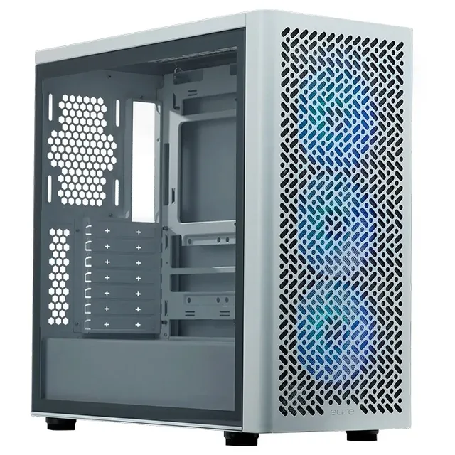 Gabinete Cooler Master Elite 502, vista frontal e lateral
