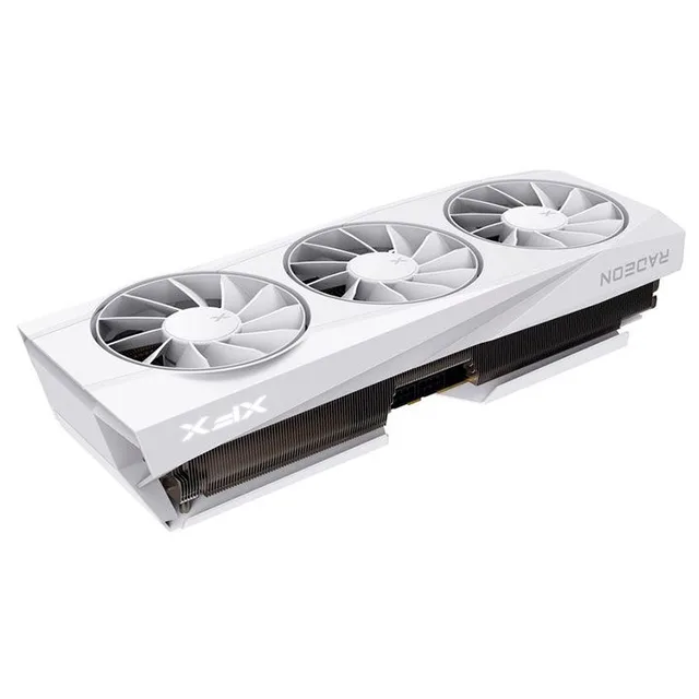 Placa de vídeo XFX Radeon RX 9070 XT Quicksilver White Gaming Edition 16 GB, 16 GB, vista frontal das ventoinhas