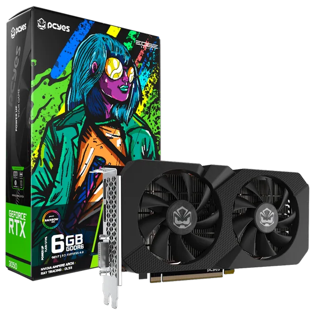 Placa de vídeo PCYes GeForce RTX 3050 Projeto Edge, vista principal