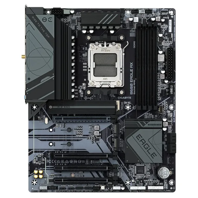 Placa-mãe Gigabyte B650 EAGLE AX, vista frontal, sem perspectiva