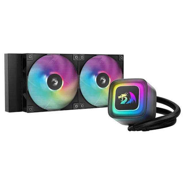 Cooler Redragon GAMERSTORM X REDRAGON LE240 RD, vista em perspectiva.