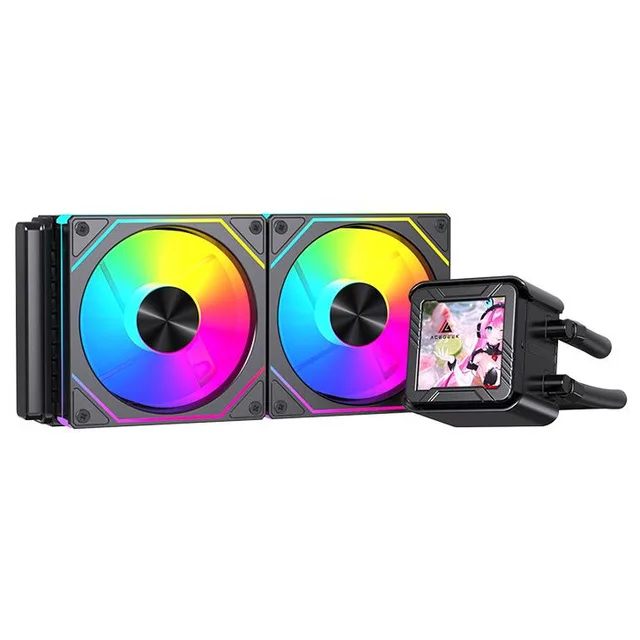 Cooler Acegeek CryoScreen 240, preto, vista em perspectiva.