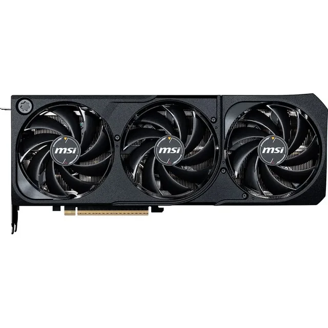 MSI GeForce RTX 5070 12G SHADOW 3X OC, vista frontal das ventoinhas.