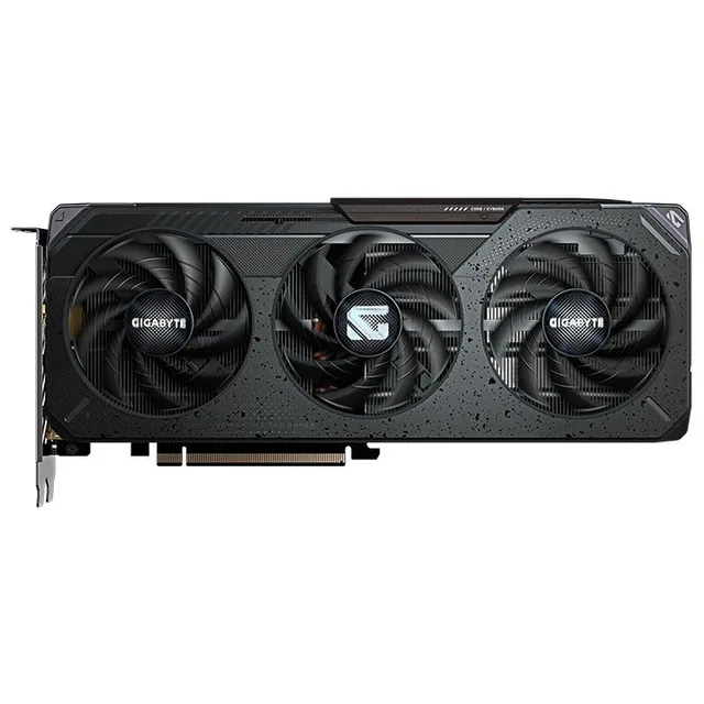 Placa de vídeo Gigabyte Radeon RX 9060 XT GAMING OC 16G, 16 GB, vista frontal das ventoinhas
