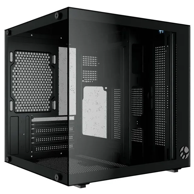 Gabinete Bluecase BG-066 Life, preto, vista frontal e lateral