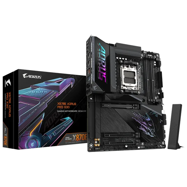 Placa-mãe Gigabyte X870E Aorus Pro X3D, vista principal