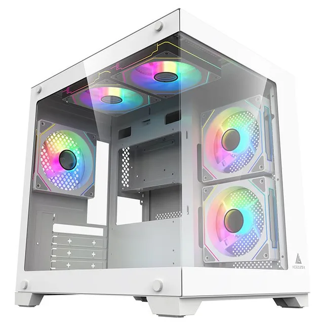 Gabinete Acegeek Vacancy L375 na cor branco, vista frontal e lateral