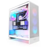 Gabinete NZXT H7 Flow RGB, branco, vista frontal e lateral
