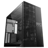 Gabinete Geometric Future Model 5 Vent na cor preto, vista frontal e lateral