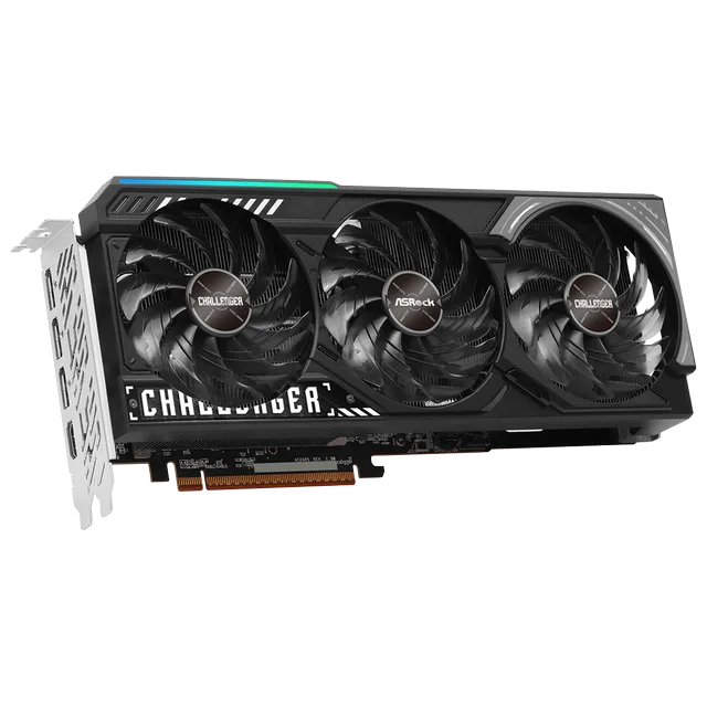 Radeon RX 9070 Challenger 16GB vista frontal com ventoinhas