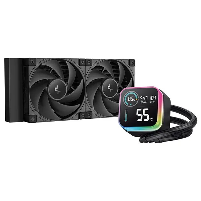 Cooler DeepCool LQ240 ULTRA, vista em perspectiva.