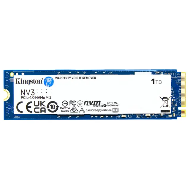 SSD Kingston NV3 1 TB, face da etiqueta em vista frontal