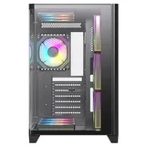 Gabinete Acegeek CurveX, preto, vista frontal e lateral