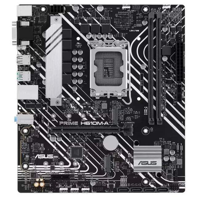 Placa-mãe ASUS PRIME H610M-A, vista frontal, sem perspectiva