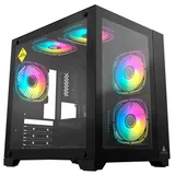 Gabinete Acegeek Aquarium M345 preto, vista frontal e lateral